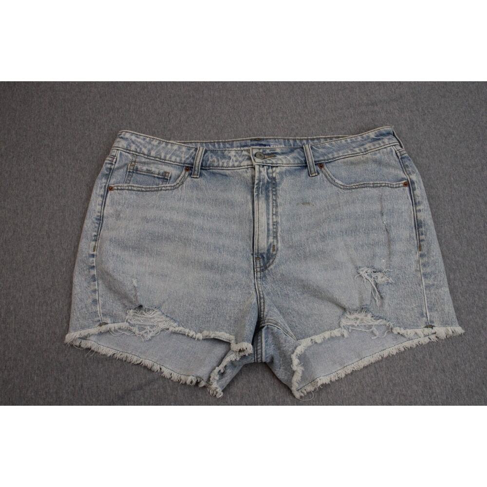 Old Navy Shorts Women 18 Blue Cotton Blend Stretch Cutoff Frayed Hem